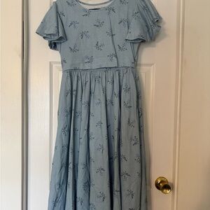 Elegant Blue Floral Casual Dress
